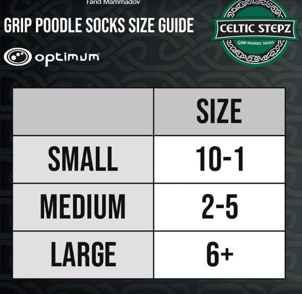 Celtic Stepz Poodle Socks – Small to Large - Optimum