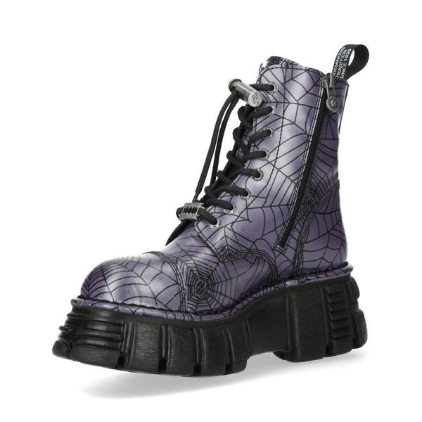New Rock Purple Leather Gothic Military Biker Boots - MILI083CCT-C122