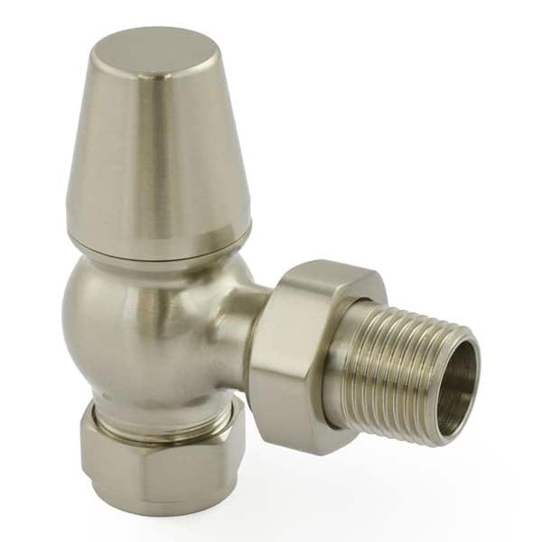 West Radiators Jaguar Thermostatic Radiator Valve - Brushed (Satin) Nickel (Angled TRV)