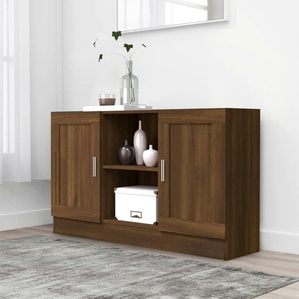 Berkfield Sideboard Brown Oak 120x30.5x70 cm Engineered Wood
