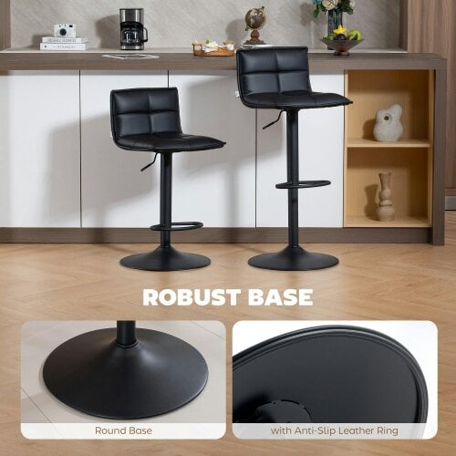 Wyld Haus Miha Set Of 2 Black Modern Faux Leather Bar Chairs