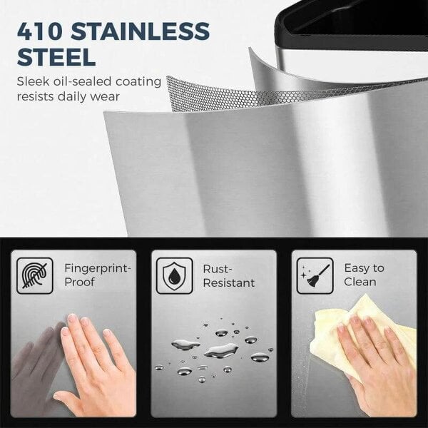 2 x 20L Double Kitchen Bin, Stainless Steel Pedal Rubbish Bin with Dual Compartments, Soft Close Lids, Silver Tone