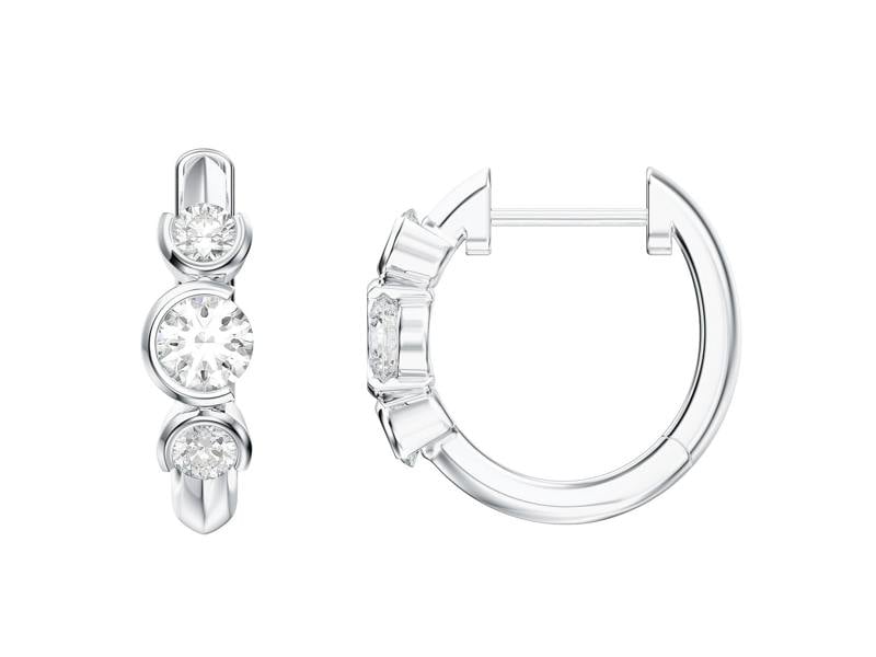Sarah Layton Triple Stone Hoop Earrings, 0.56ct Laboratory Grown Diamonds - 9ct White Gold - A20.00085.9WLCA