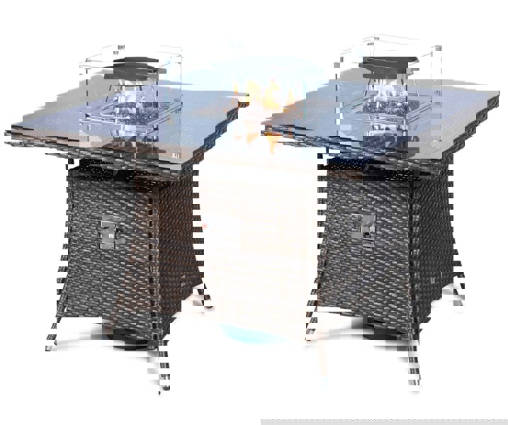 Giardino Fire Pit 4 Seater Square Rattan Dining Table
