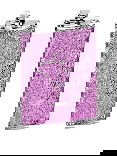 KAV- Girls Night Out Glitter Hip Flask, 8 oz - Hot Pink