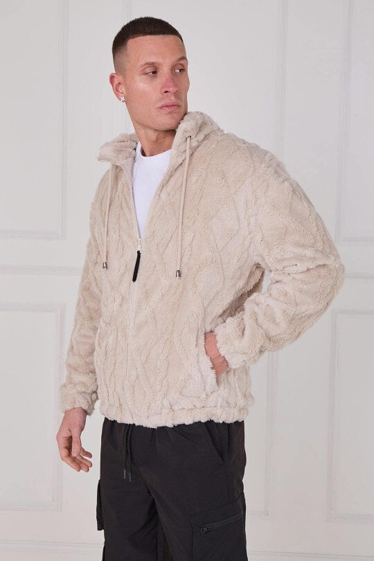 Luxe Textured Faux Fur Zip Jacket