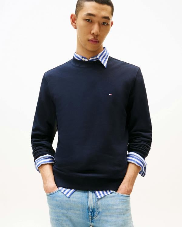 Tommy Hilfiger Essential Mens Terry Cotton Crew Neck - Desert Sky