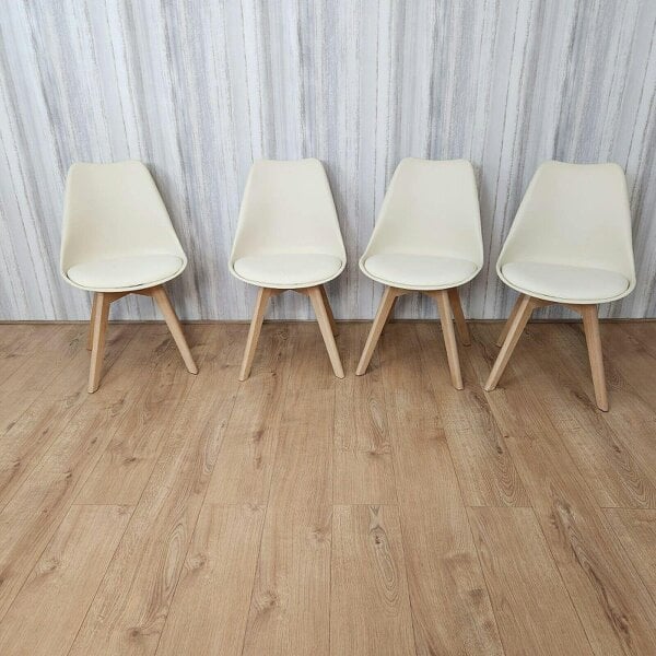 Kosy Koala Dining Chairs Set of 4 Cream Plastic Kitchen Chairs Dining Room Furniture