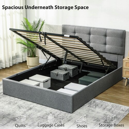 Wyld Haus Vivafa 5FT King Ottoman Bed with Gas Lift Storage Grey