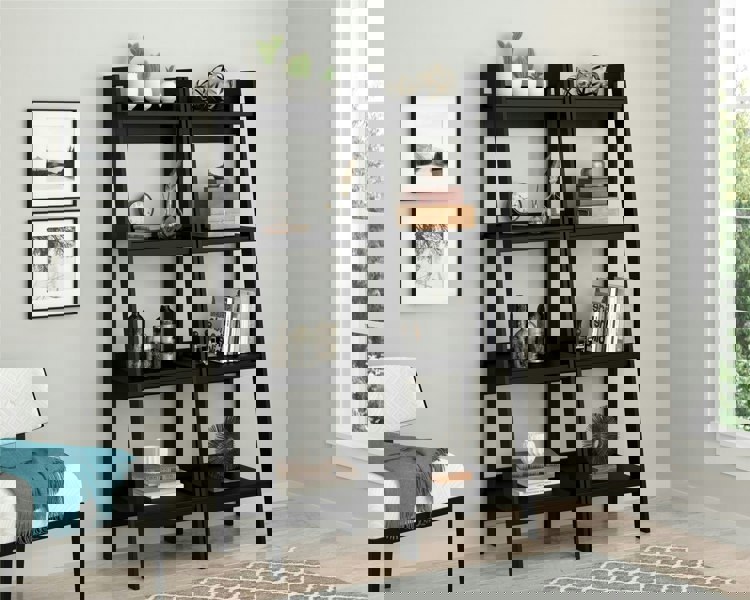 Dorel Home Lawrence 4 Shelf Ladder Bookcase Bundle Black