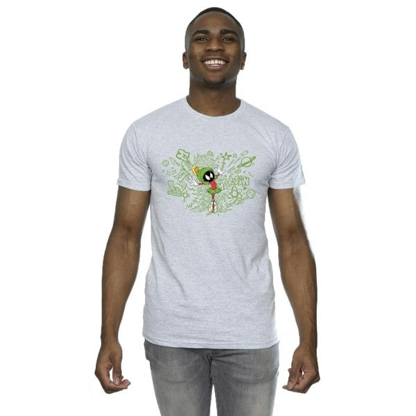 Looney Tunes Mens ACME Doodles Marvin Martian T-Shirt - Sports Grey