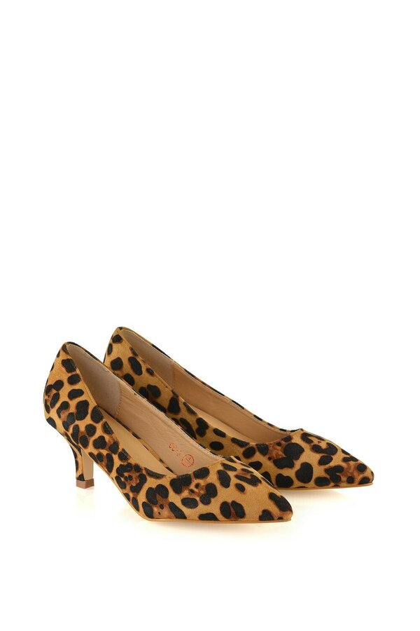 XY LONDON Pointed Toe Low Stiletto Kitten High Heel Court Shoes