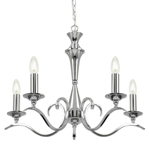 Hanging Flush Ceiling Pendant 5 Light CHROME Chandelier Classic Lamp Bulb Holder Loops