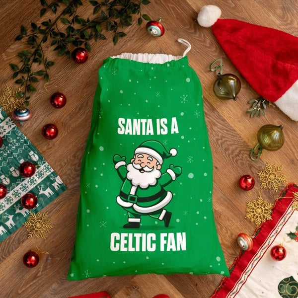 BritishmadeGifts Santa is a Celtic Fan - Football Fan Santa Sack