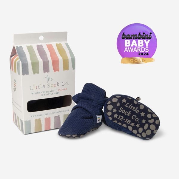 Little Sock Co. Stay-on, Non-Slip Booties - Perfect pram Slipper and Baby Carrier boot - Navy Corduroy