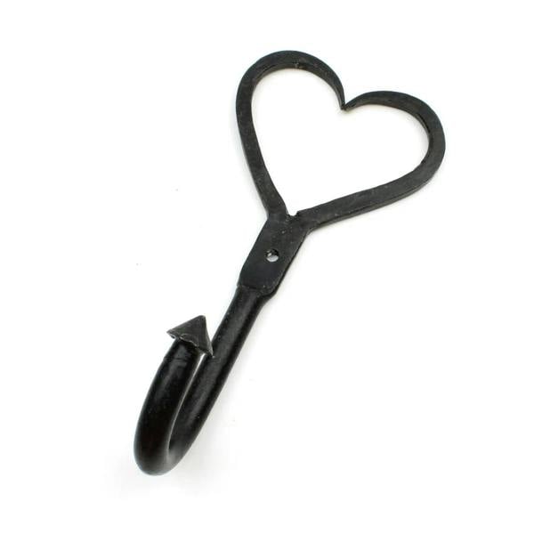Cast Iron Heart Single Hook in Aged Black Wax Finish