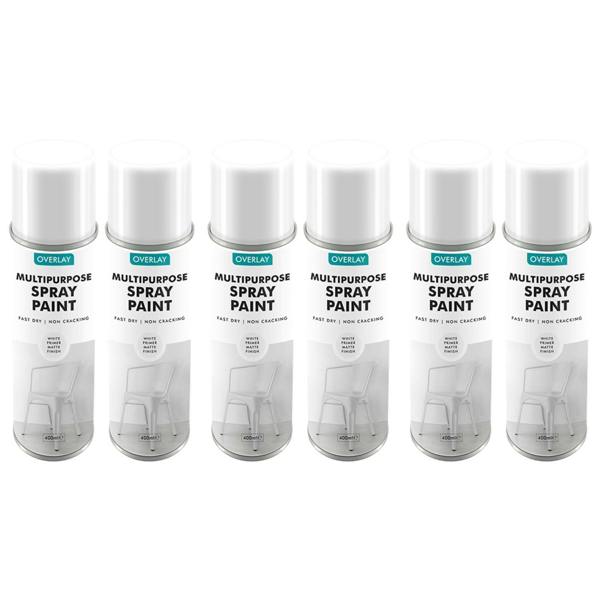 Overlay 6X Overlay White Primer Matt Auto Professional Spray Paint 400ml