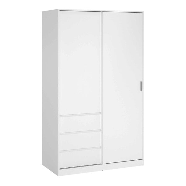 Wyld Haus Budapest White Wooden Wardrobe 2 Doors 3 Drawers