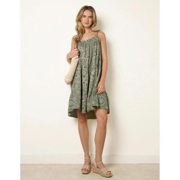 Blue Vanilla Camo Swing Dress in Cheesecloth