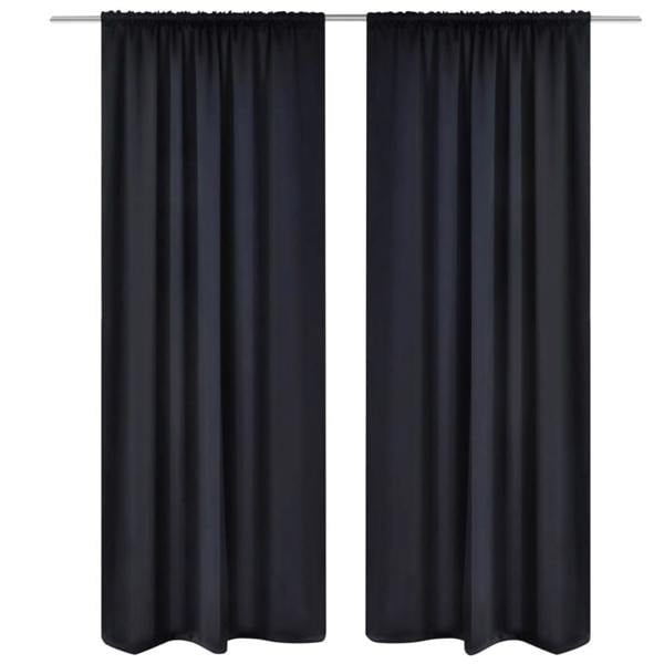 Berkfield 2 pcs Black Slot-Headed Blackout Curtains 135 x 245 cm
