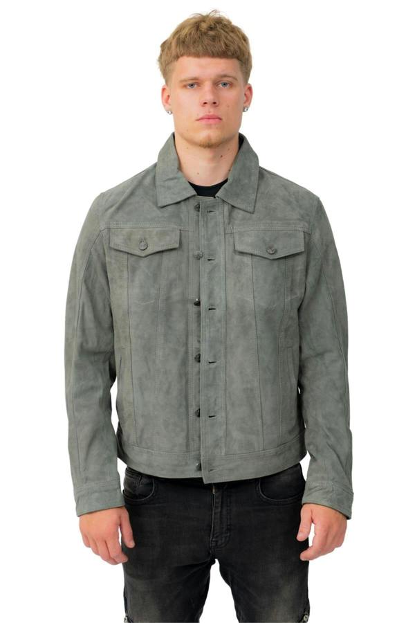 Infinity Leather Mens Goat Suede Leather Jeans Jacket-Adelaide