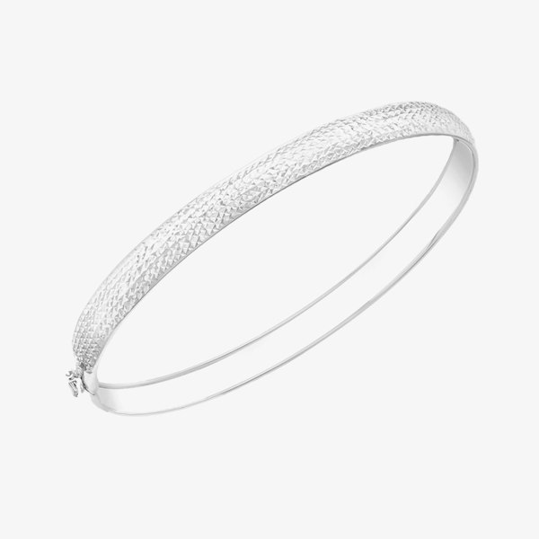 T. H. Baker 9ct White Gold 5.5m Diamond-Cut Bangle 5.32.0779