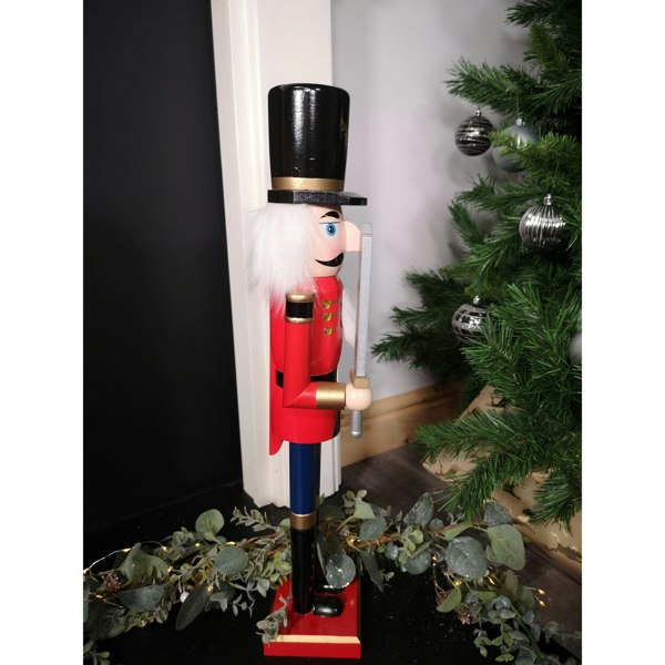 Samuel Alexander 60cm Traditional Wooden Christmas Nutcracker Soldier Decoration with Red Body