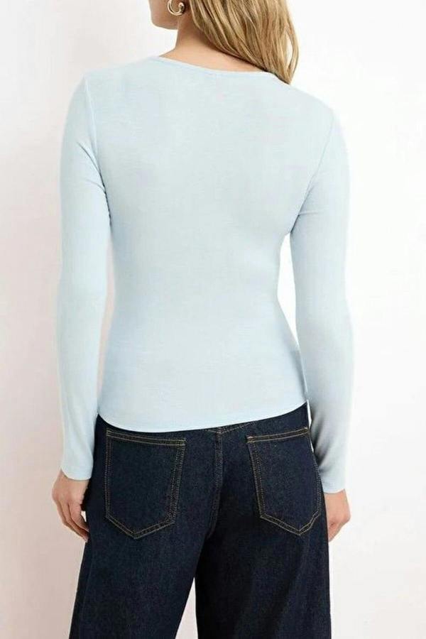 WOVCOR Regular V-Neck Short Sleeved Soft Knitted Blouse
