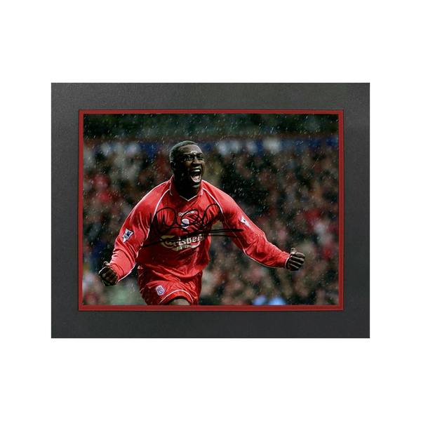 Emile Heskey Signed Liverpool 16x12 Image Deluxe Mount