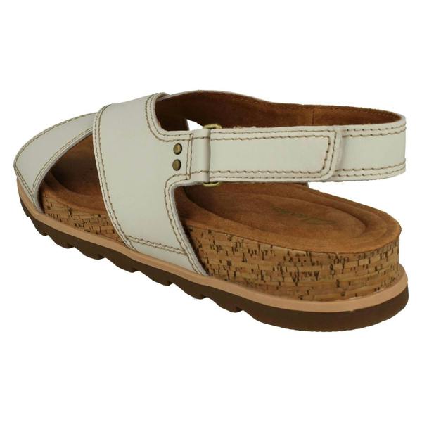 Clarks Ladies Clarks Cross Detailed Slingback Wedge Sandals Yacht Cross