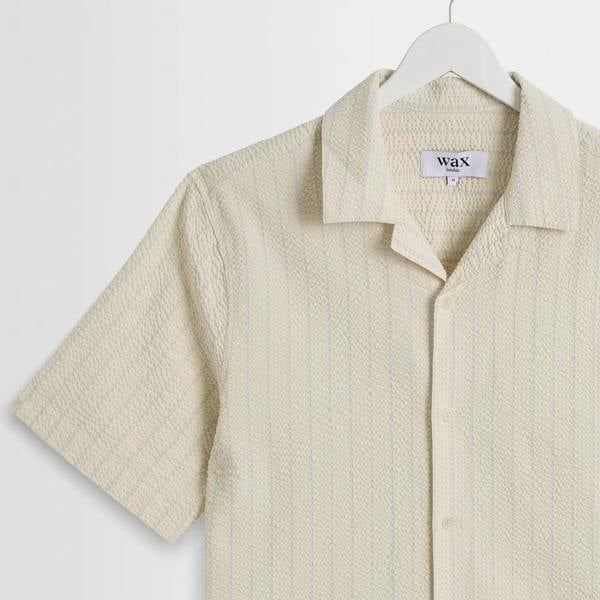 Wax London Didcot Seersucker Stripe Short Sleeve Shirt