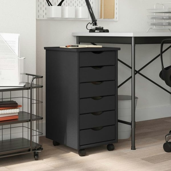 Berkfield Rolling Cabinet with Drawers MOSS Grey Solid Wood Pine