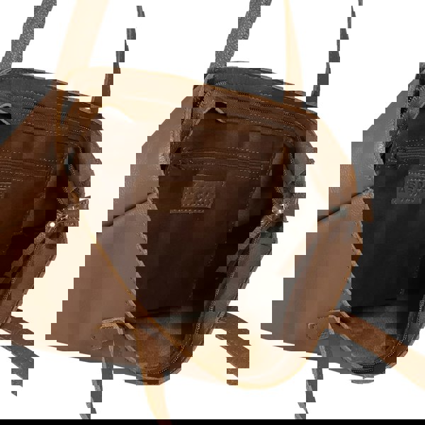 Assots London 'SIENNA' Tan Croc + Pebble Grain Unlined Leather Tote Bag