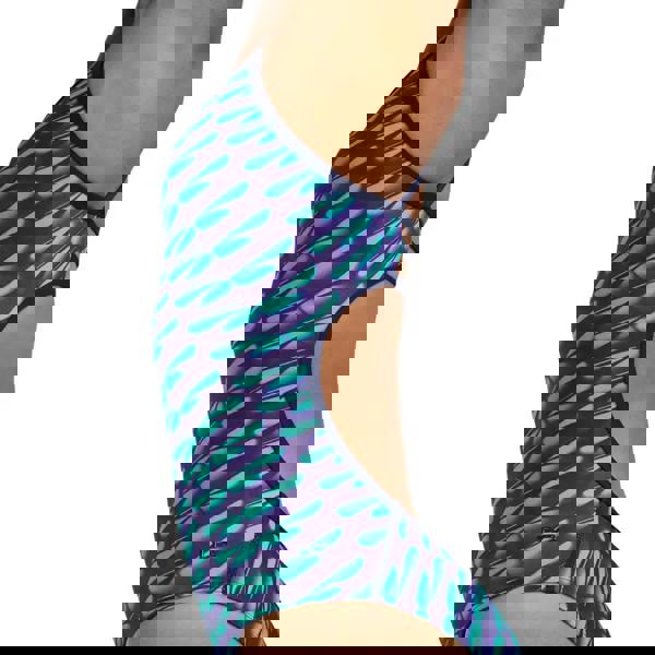 Navy green Dragonflyte Durafast Elite Trinity swimsuit with leaf cutout