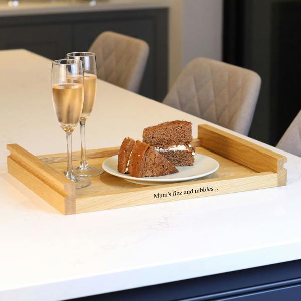 MijMoj Design Personalised Solid Oak Food Serving Board - Wooden Ottoman Tray