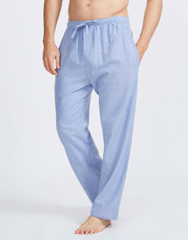 British Boxers Men's Brushed Cotton Pyjama Trousers – Staffordshire Blue Herringbone