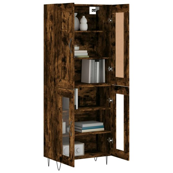 Berkfield Highboard Smoked Oak 69.5x34x180 cm Engineered Wood