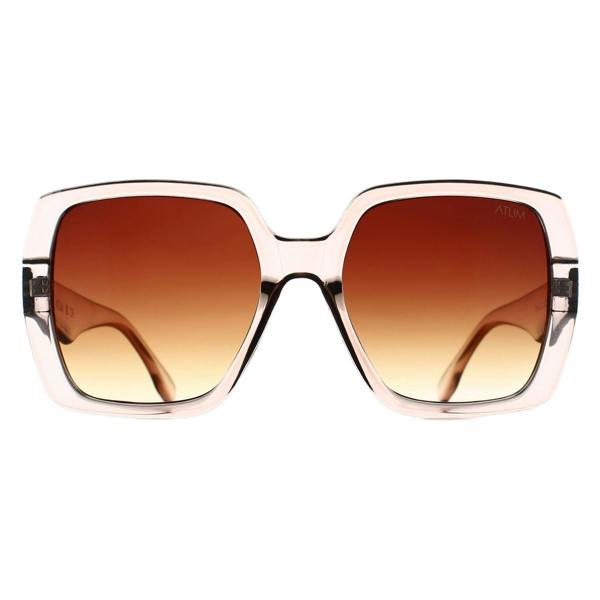 Atum Square Womens Transparent Beige Brown Gradient Zouk Sunglasses