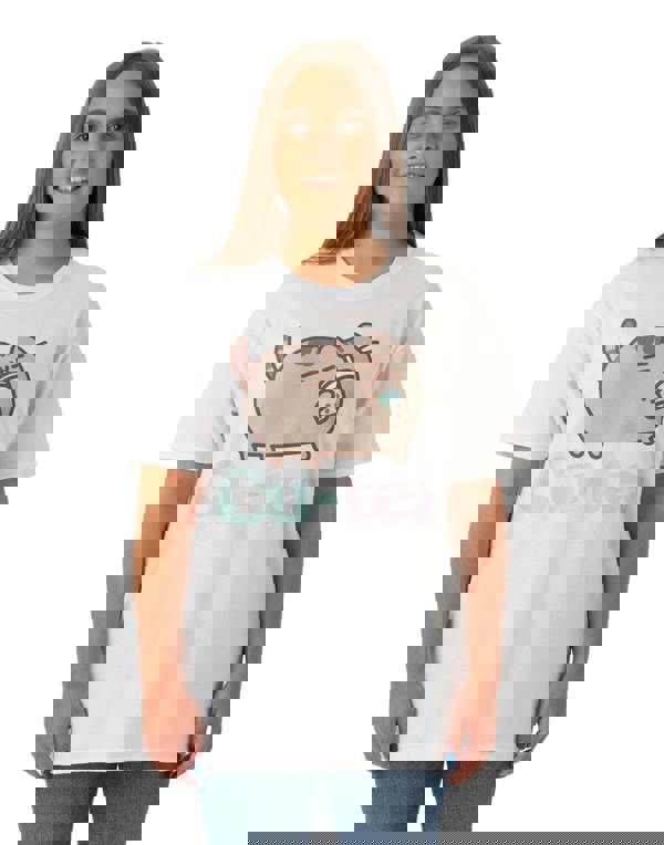 Pusheen Womens White Cutea Short Sleeved T-Shirt