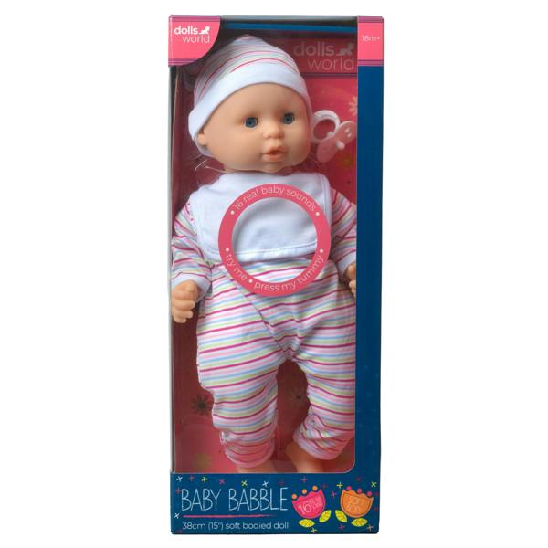 Dolls World Baby Babble 38cm Soft Bodied Doll With 16 Sounds - For ages 18 months+