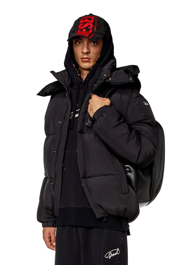 Diesel W-Rolfys Padded Puffer Hooded Jacket - Black