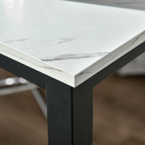 Wyld Haus Nanotti Wooden White And Black Industrial Rectangular Bar Table For Small Spaces