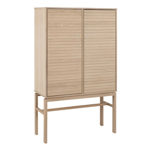 Wyld Haus Nakskov White Oak Wood Panelled Cabinet 2 Doors 4 Shelves