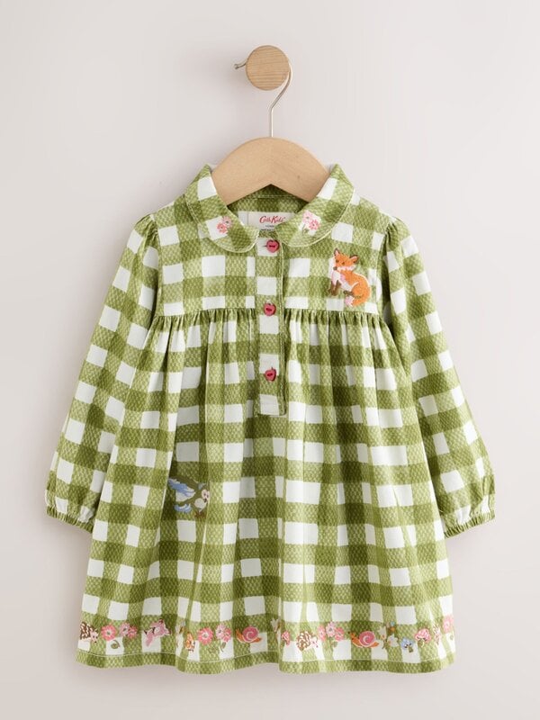 Cath Kidston Girls Embroidered Collared Dress - Green