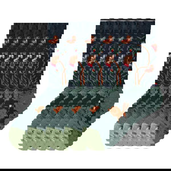 Anyfootwear 5 Pairs Size 5-9 Fashion Long Sock Cartoon Personalized Creative Nature Rabbit and Flower Print For Men Woman Foot Cold Winter 