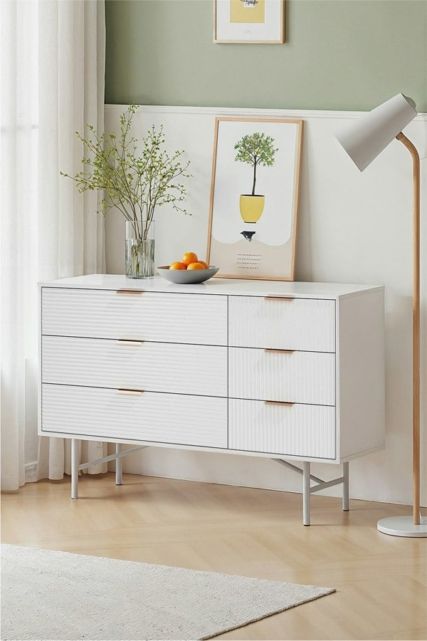 Living and Home 6-Drawer Freestanding Striped Storage Cabinet