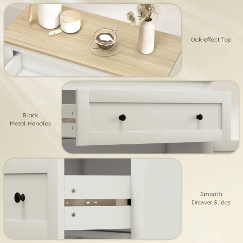 Wyld Haus Viso Wooden Cream White Modern Sideboard With Drawers Adjustable Shelves And Double Doors