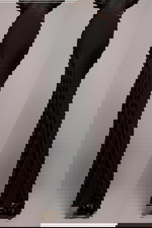 Asymmetric Gathered Front Split Maxi Skirt - Black SK62