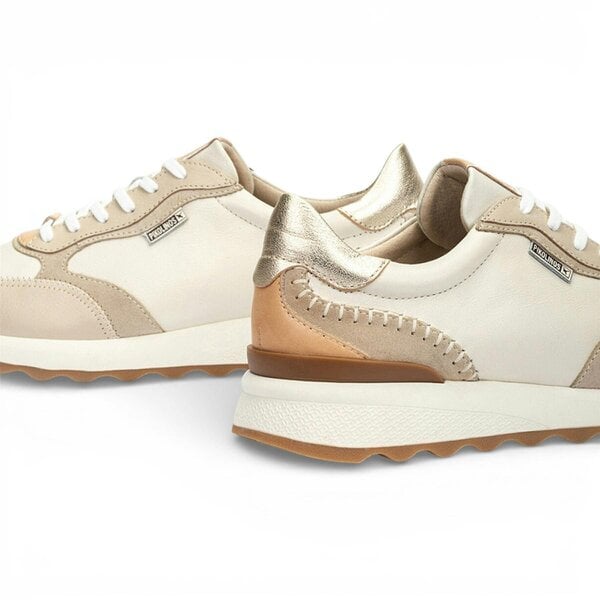 Pikolinos Women's Beige Leather Lace Up Sneaker Trainers Shoes - Arrecife