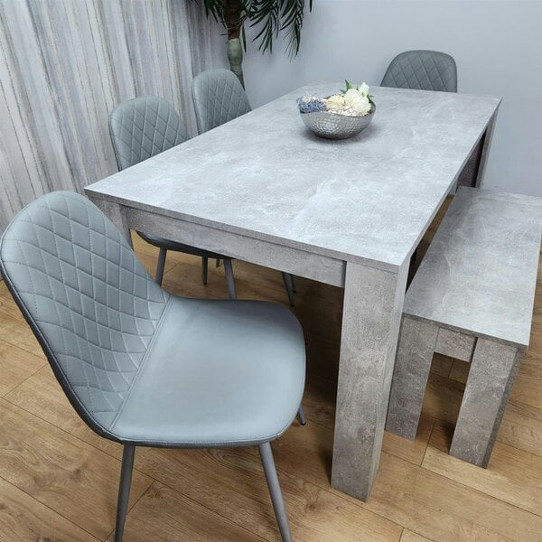 Kosy Koala Wooden Rectangle Dining Table Sets with Set of 4 Chairs, a Bench, Grey